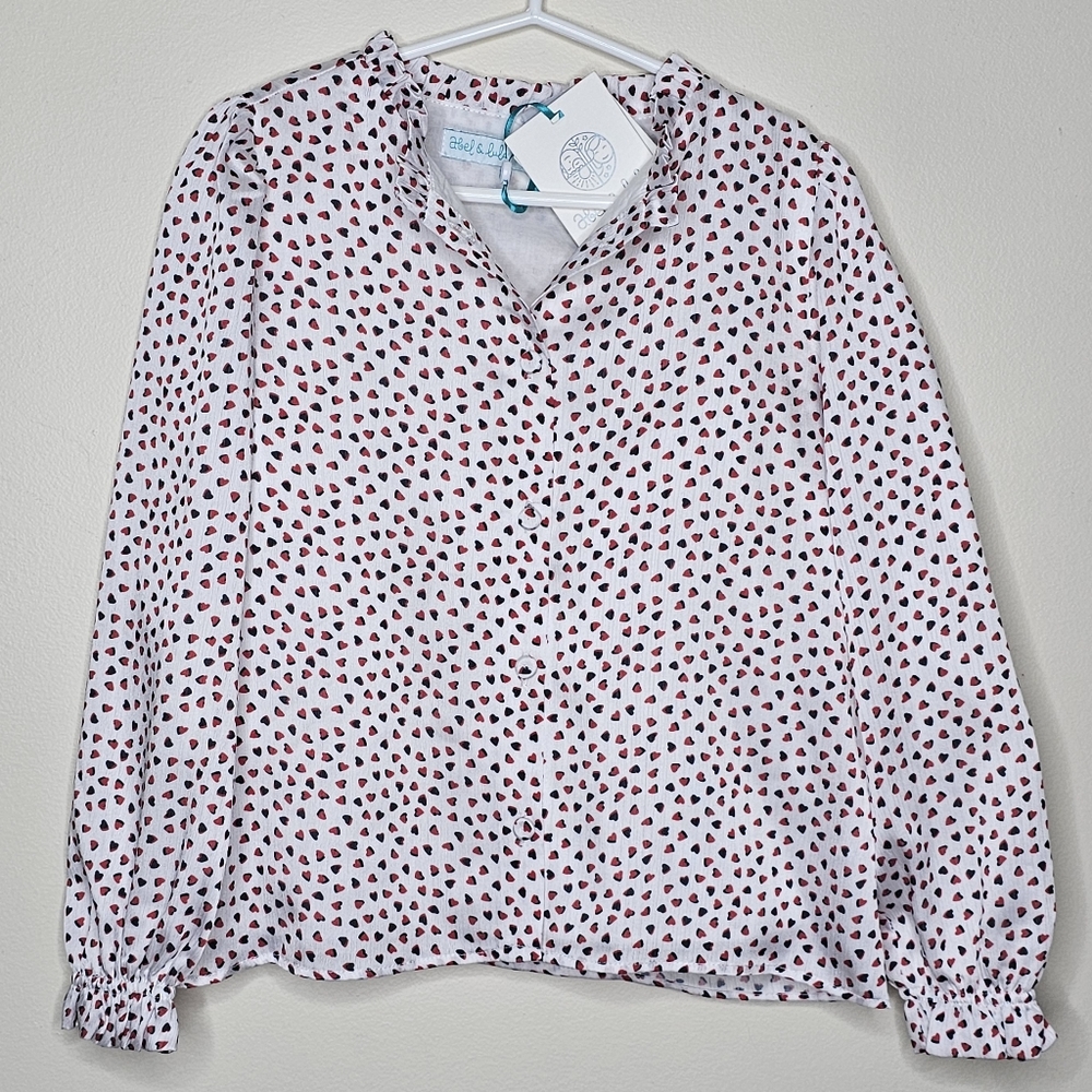 Abel and Lula girls long sleeved heart patterned blouse